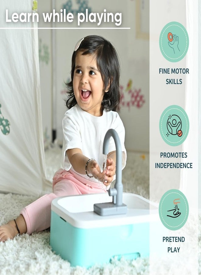 Curious Cub Running Water Play Sink for Kids | Fun Toddler Sink with Faucet | Pretend Play Learning Toy for Kids 2+ Years | Educational Toy for Fine Motor Skills - Image 3